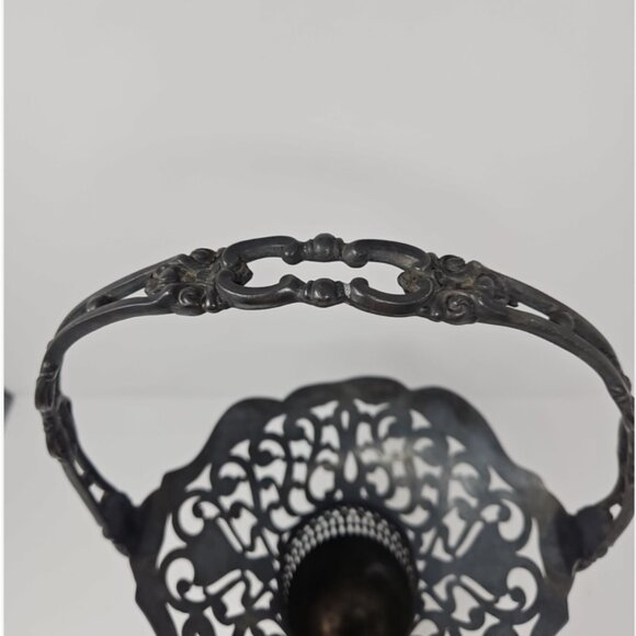 Antique 19th Victorian Silver Plate Brides Basket Handled Reticulated Stamp 16" - Picture 5 of 6